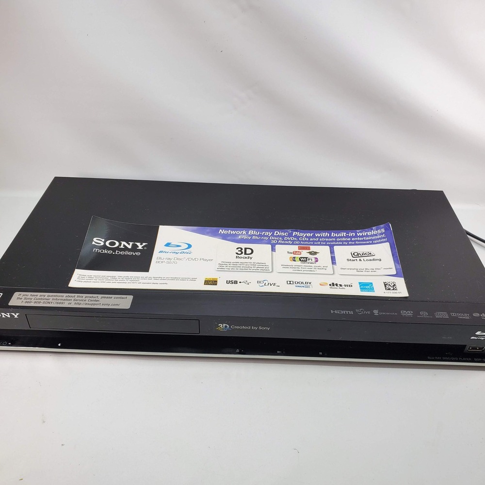 Sony BDP-S570 Blu-ray Disc Player Black 3D Ready WiFi HDMI SACD No Remote